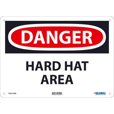 Global Industrial™ Danger Hard Hat Area, 10x14, Rigid Plastic