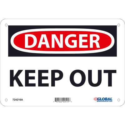 Global Industrial™ Danger Keep Out, 7x10, Aluminum