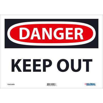 Global Industrial™ Danger Keep Out, 10x14, Pressure Sensitive Vinyl