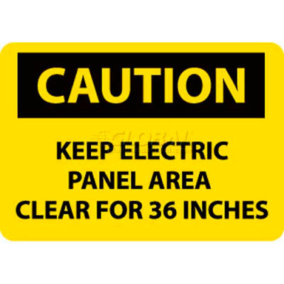 Panneau NMC C533PB OSHA, Caution Keep Electric Panel Area Clear For 36 Inches, 10" po X 14 po, jaune/noir