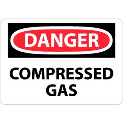 NMC D245RB OSHA signe, Danger gaz comprimé, 10 "X 14", blanc/rouge/noir