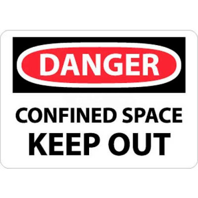 NMC D372R OSHA signe, Danger espace confiné évincer, 7 "X 10", blanc/rouge/noir