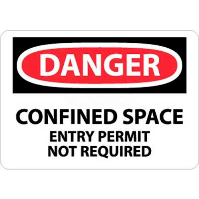 NMC D373P OSHA signe, Danger limité des permis d’entrée espace inutile, 7 "X 10", blanc/rouge/noir