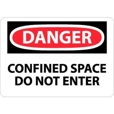 NMC D383P OSHA signe, Danger espace confiné n’est entré, 7 "X 10", blanc/rouge/noir