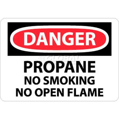 NMC D397AB OSHA Sign, Danger Propane non fumeur sans ouvrir la flamme, 10 "X 14", blanc/rouge/noir