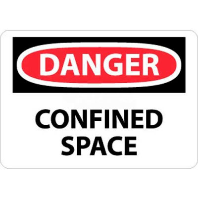 NMC D487AB OSHA signe, Danger limité l’espace, 10 "X 14", blanc/rouge/noir