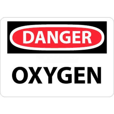 NMC D98R OSHA signe, Danger d’oxygène, 7 "X 10", blanc/rouge/noir