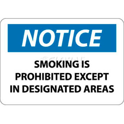 NMC N155RB signe de OSHA, remarquez que fumer est interdit sauf dans les régions désignées, 10 "X 14", Wh/Bl/Bk