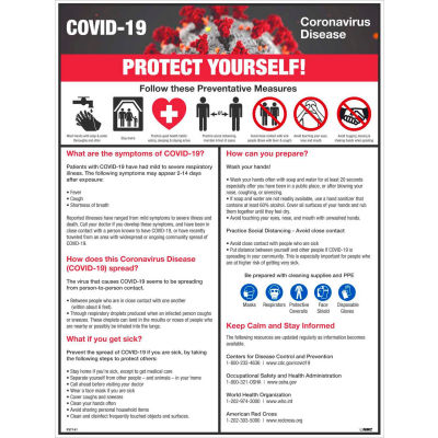 COVID-19 Protégez-vous Affiche, 18" X 24", papier synthétique