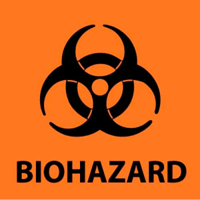 Panneau d’avertissement S52P NMC, Biohazard, 7 "X 7", Orange/Noir