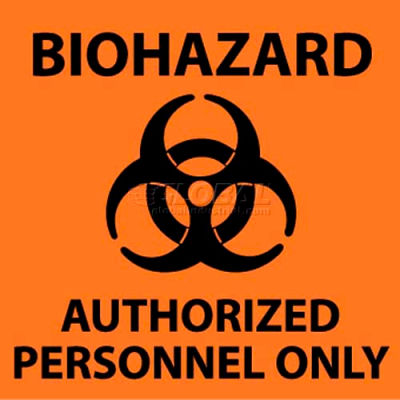NMC S93P voir signe, Biohazard autorisé uniquement à un Personnel, 7 "X 7", Orange/Noir