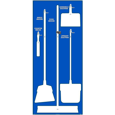 National Marker Janitorial Shadow Board, Blue on White, General Purpose Composite - SB102ACP (en)