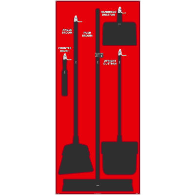 National Marker Janitorial Shadow Board, Rouge sur Noir, Général Purpose Composite - SB105ACP (en)