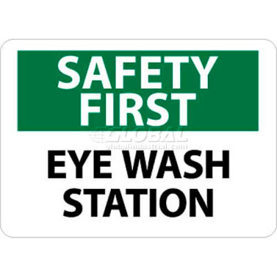 NMC SF181PB OSHA signe, Safety First - Station de lavage oculaire, 10 » X 14 », autocollant, blanc / vert / noir