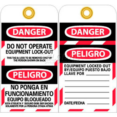 NMC SPLOTAG11-25 Tags, n’utilisez pas de verrouillage matériel, bilingue, 6 "X 3", blanc/rouge/noir, 25/Pk