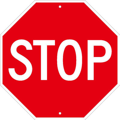 NMC TM34J Traffic Sign, Stop Sign 18", 18" X 18", Blanc