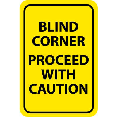 NMC TM71G signe de la circulation, à l’angle aveugle procéder avec prudence, 18 "X 12", jaune/noir