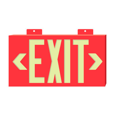 Glo-Brite Exit - Red Double Face w/ Bracket