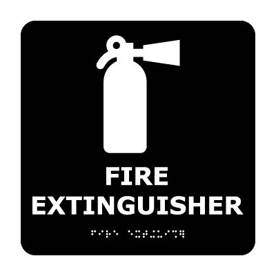 Graphic Braille Sign - Fire Extinguisher - Black