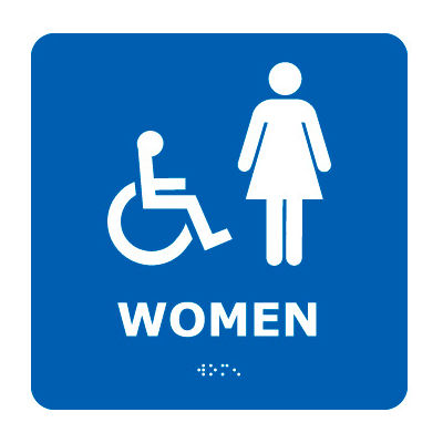 Panneau graphique en braille en plastique de la CNG™, Femmes 8 po L x 8 po H, Bleu