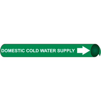 Marqueur de tuyau NMC™ pré-enroulé et à sangle, alimentation en eau froide domestique, convient à 1-1/8 » - 2-3/8" dia.