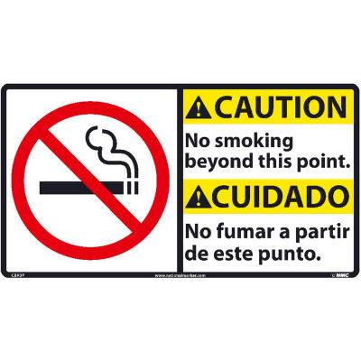Bilingual Vinyl Sign - Caution No Smoking Beyond This Point