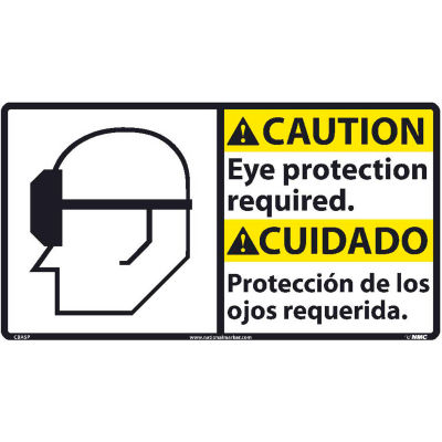 Bilingual Vinyl Sign - Caution Eye Protection Required
