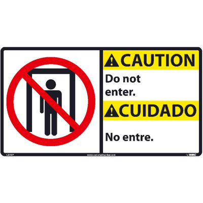 Bilingual Vinyl Sign - Caution Do Not Enter