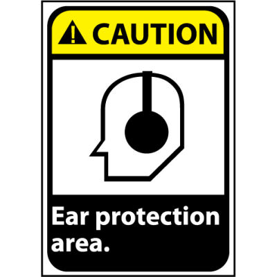 Caution Sign 14x10 Vinyl - Ear Protection Area