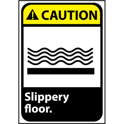 Caution Sign 14x10 Rigid Plastic - Slippery Floor