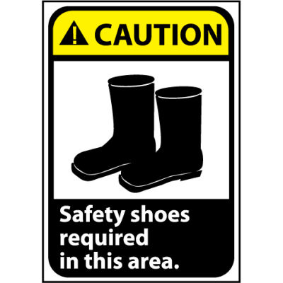 Caution Sign 10x7 Rigid Plastic - Safety Shoes Required