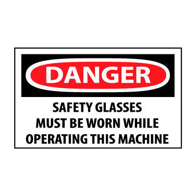 Machine à étiquettes - Lunettes de sécurité danger doivent être portés pendant le fonctionnement