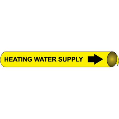 Marqueur de tuyau NMC™ pré-enroulé et à sangle, alimentation en eau de chauffage, convient à 3-3/8 po - 4-1/2 » Pipe Dia.