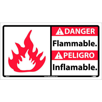 Bilingual Vinyl Sign - Danger Flammable