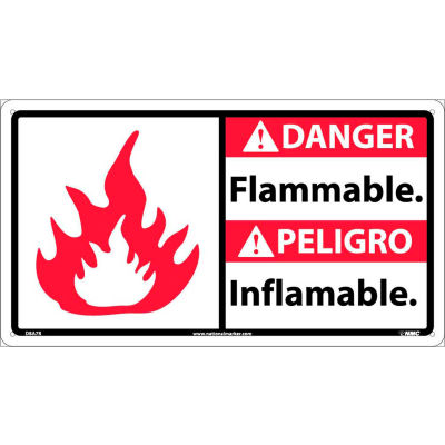 Bilingual Plastic Sign - Danger Flammable