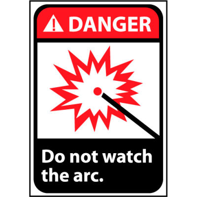 Danger signe 10 x 7 vinyle - Ne pas regarder l’Arc