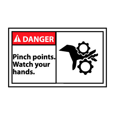 Machine graphique étiquettes - les Points de pincement Danger regarder vos mains