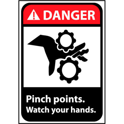 Danger Sign 10x7 Rigid Plastic - Pinch Points Watch Your Hands