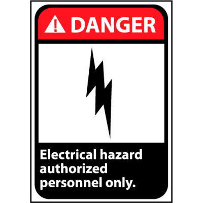Danger Sign 14x10 Rigid Plastic - Electrical Hazard Authorized Personnel Only