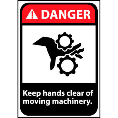 Danger Sign 14x10 Aluminum - Keep Hands Clear Of Moving Machinery