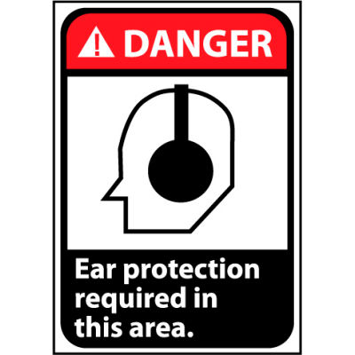Danger Sign 14x10 Rigid Plastic - Ear Protection Required