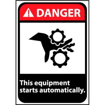 Danger Sign 14x10 Rigid Plastic - Equipment Starts Automatically