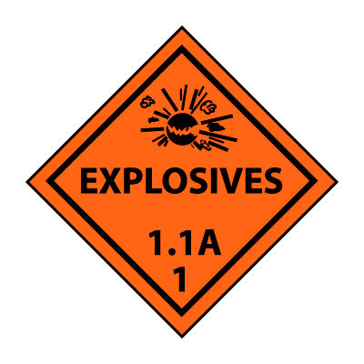 DOT Placard - Explosive 1.1A 1