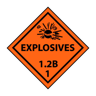 DOT Placard - Explosives 1.2B 1