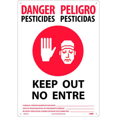 Signe plastique bilingue - Danger Pesticides conserver hors