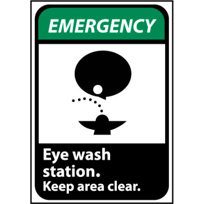 Emergency Sign 14x10 Aluminum - Eye Wash Station Keep Area Clear