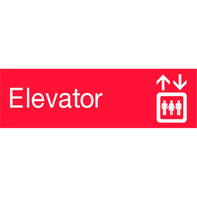 Engraved Sign - Elevator - Red