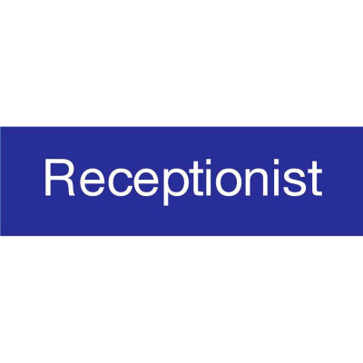 Engraved Sign - Receptionist - Blue