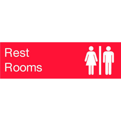 Engraved Sign - Rest Rooms - Red