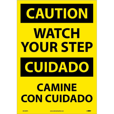 Bilingual Vinyl Sign - Caution Watch Your Step